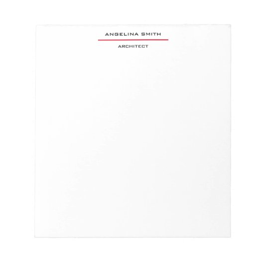 Moderne, eenvoudige, witte, rode, zwarte professio notitieblok (Voorkant)