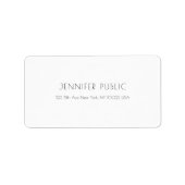 Moderne, eenvoudige, witte Sjabloon Professional Etiket (Voorkant)