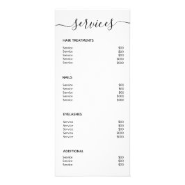Moderne Eenvoudige Witte Spa Salon Service Menu