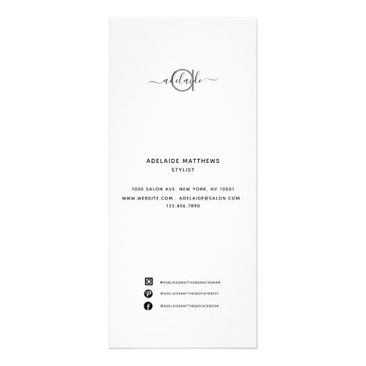 Moderne, eenvoudige witte spa-salonprijslijst reclamekaart (Voorkant)