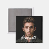 Moderne eenvoudige witte tekstbekleding Afstuderen Magneet (Voorkant / Achterkant)