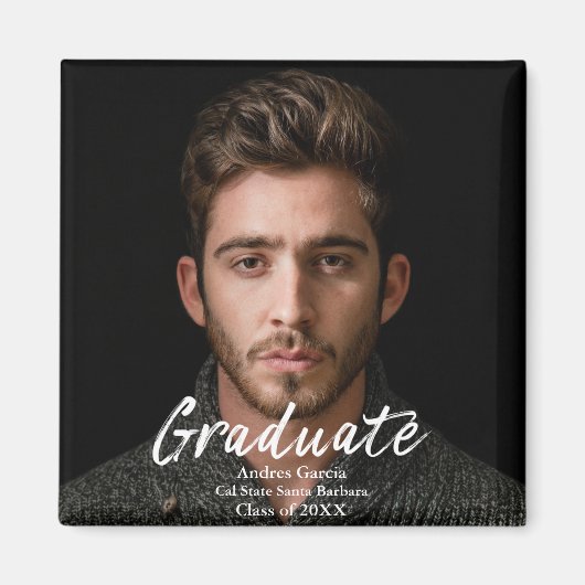 Moderne eenvoudige witte tekstbekleding Afstuderen Magneet (Voorkant)