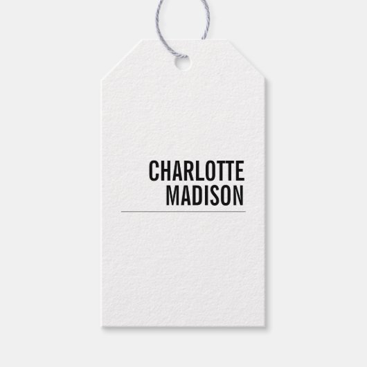 Moderne Eenvoudige Witte Trendy Minimalistische Ee Cadeaulabel (Voorkant)