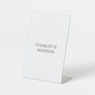 Moderne Eenvoudige Witte Trendy Minimalistische Ge Reclamebord Met Voetstuk