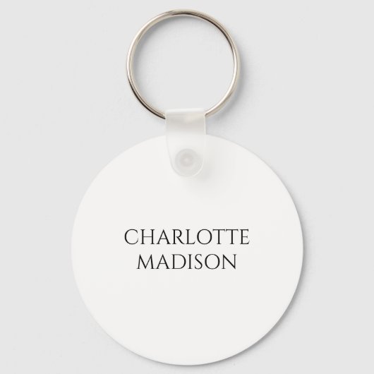 Moderne Eenvoudige Witte Trendy Minimalistische Ge Sleutelhanger (Voorkant)
