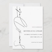 Moderne Eenvoudige Witte Trouw Script Save The Date (Voorkant)