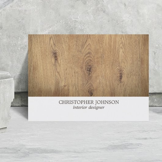Moderne eenvoudige Wooden Light Grey Interior Desi Visitekaartje