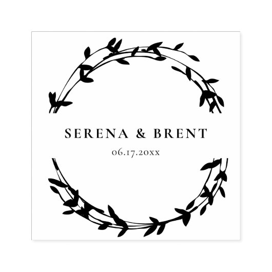 Moderne eenvoudige Wreath Save the date Rubberstempel (Afrduk)