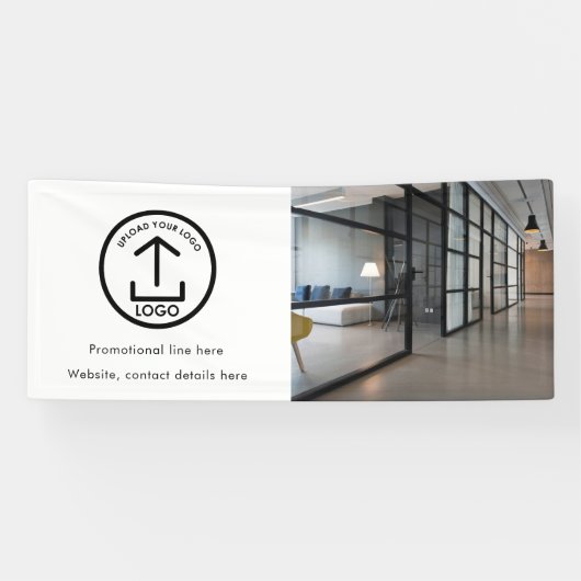 Moderne Eenvoudige Zakelijke Logo Foto & Tekst Spandoek (Horizontaal)