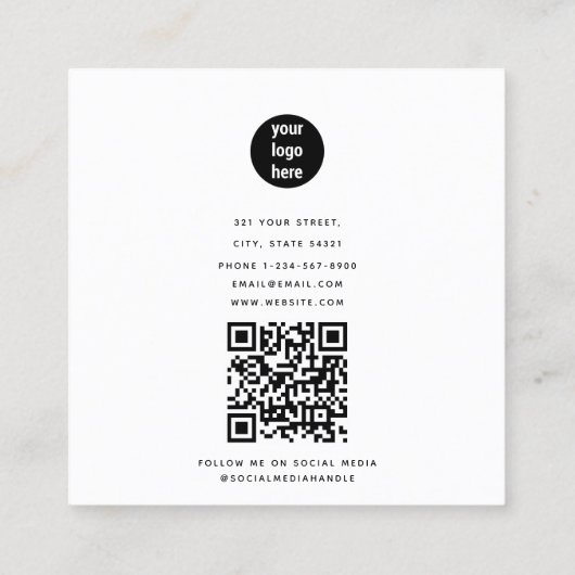 Moderne eenvoudige zakelijke Logo fotograaf foto Vierkante Visitekaartje (Achterkant)