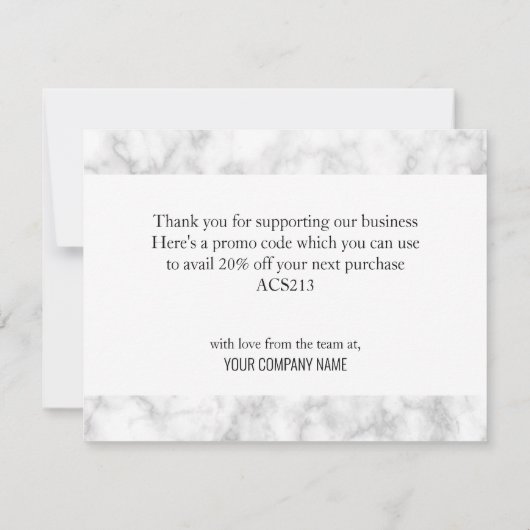 Moderne eenvoudige zakelijke promo code dank u kaa bedankkaart (Achterkant)