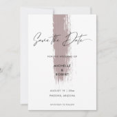 Moderne eenvoudige zandterracotta penseelstreek save the date (Voorkant)