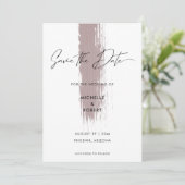 Moderne eenvoudige zandterracotta penseelstreek save the date (Staand voorkant)