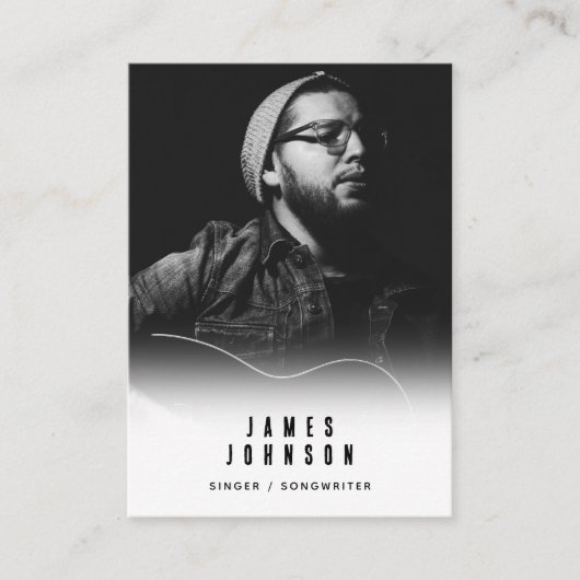 Moderne eenvoudige zanger muzikant fotografie visitekaartje (Voorkant)