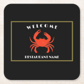 Moderne Eenvoudige zeevruchten welkom rode Krab op Kartonnen Onderzetters (Voorkant)