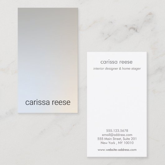 Moderne, eenvoudige zilver Professional met minima Visitekaartje (Voorkant / Achterkant)