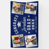 Moderne, eenvoudige, zilverblauw Afstuderen 4-FOTO Spandoek (Verticaal)