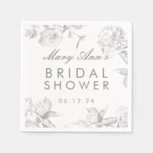 Moderne Eenvoudige Zilveren Bloemen Vrijgezellenfe