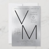 Moderne Eenvoudige Zilveren Faux Folie Initialen b Kaart (Voorkant)