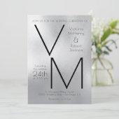 Moderne Eenvoudige Zilveren Faux Folie Initialen b Kaart (Staand voorkant)