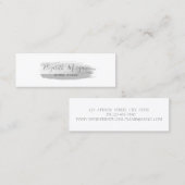 Moderne, eenvoudige, zilveren penseelstreek mini visitekaartje (Voorkant / Achterkant)