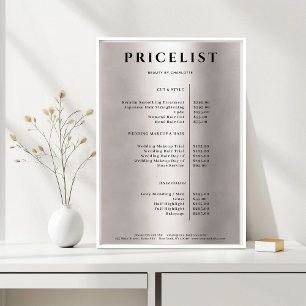 Moderne Eenvoudige Zilveren Salon Prijslijst Poste Poster
