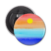 Moderne eenvoudige zonsondergang Regenboog kleurri Button Flesopener (Voorkant)