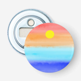 Moderne eenvoudige zonsondergang Regenboog kleurri Button Flesopener