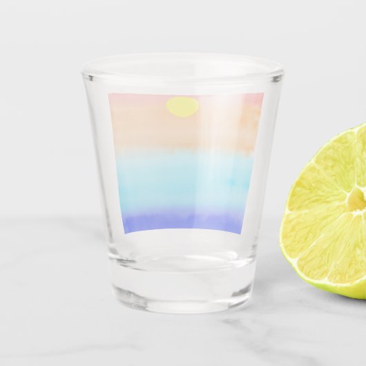 Moderne eenvoudige zonsondergang Regenboog kleurri Shot Glas (Achterkant)