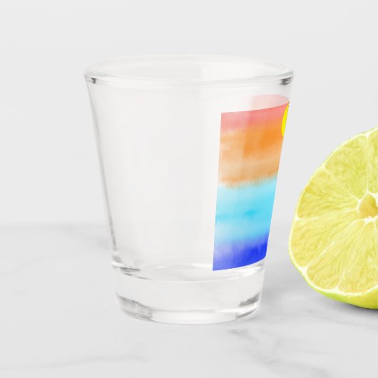 Moderne eenvoudige zonsondergang Regenboog kleurri Shot Glas (Links)