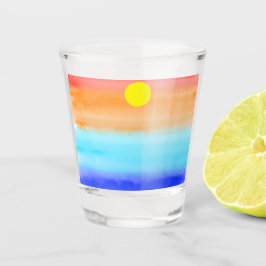 Moderne eenvoudige zonsondergang Regenboog kleurri Shot Glas