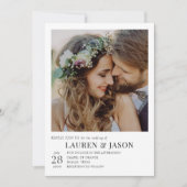 Moderne Eenvoudige  Zwart en Wit 2 Foto Huwelijk Kaart (Voorkant)