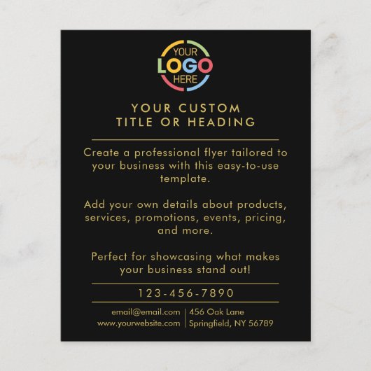 Moderne Eenvoudige Zwart Goud Business Logo Promot Flyer (Voorkant)