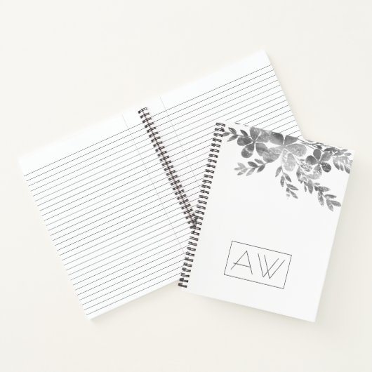 Moderne eenvoudige zwart monogram, witte platte be notitieboek (Binnen)