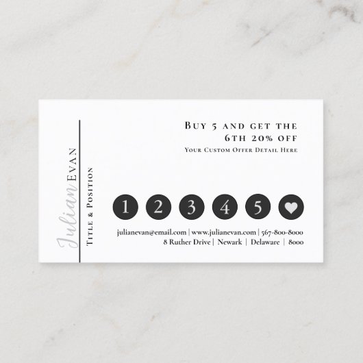 Moderne eenvoudige zwart scanbare QR-code loyalite Visitekaartje (Achterkant)