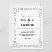 Moderne eenvoudige zwart-wit boho bloemenbruiloft kaart (Voorkant)