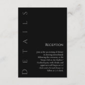 Moderne eenvoudige zwart-wit-bruiloft details- informatiekaartje (Voorkant)