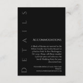 Moderne eenvoudige zwart-wit-bruiloft details- informatiekaartje (Achterkant)