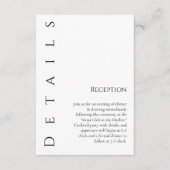 Moderne eenvoudige zwart-wit-bruiloft details- informatiekaartje (Voorkant)