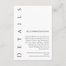 Moderne eenvoudige zwart-wit-bruiloft details- informatiekaartje