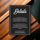 Moderne eenvoudige zwart-wit chique bruiloft detai informatiekaartje