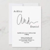 Moderne eenvoudige zwart-wit elegante bruiloft kaart (Voorkant)