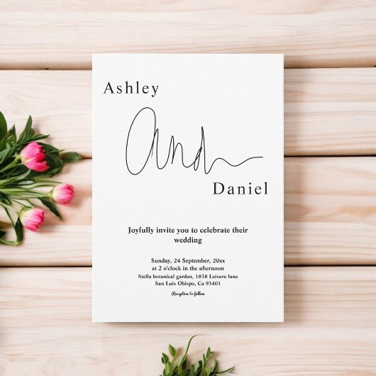 Moderne eenvoudige zwart-wit elegante bruiloft kaart