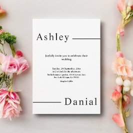 Moderne eenvoudige zwart-wit elegante bruiloft kaart