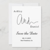 Moderne eenvoudige zwart-wit elegante bruiloft save the date (Voorkant)