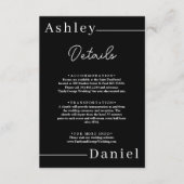 Moderne eenvoudige zwart-wit elegante chique bruil informatiekaartje (Voorkant)