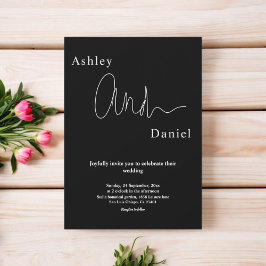 Moderne eenvoudige zwart-wit elegante chique bruil kaart