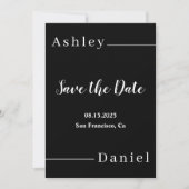 Moderne eenvoudige zwart-wit elegante chique bruil save the date (Voorkant)