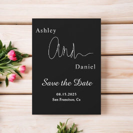 Moderne eenvoudige zwart-wit elegante chique bruil save the date