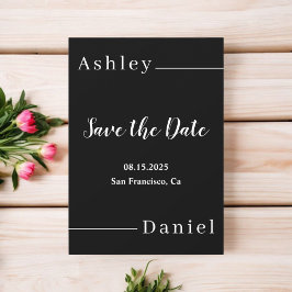 Moderne eenvoudige zwart-wit elegante chique bruil save the date